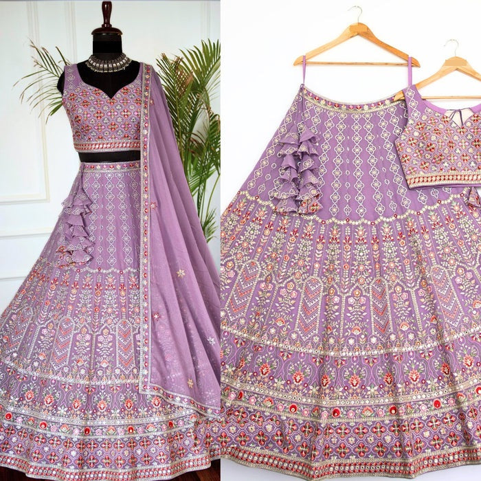 Light Purple color Sequence Embroidery work Designer Lehenga Choli for Wedding Function