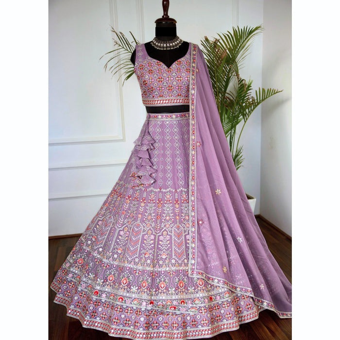 Light Purple color Sequence Embroidery work Designer Lehenga Choli for Wedding Function