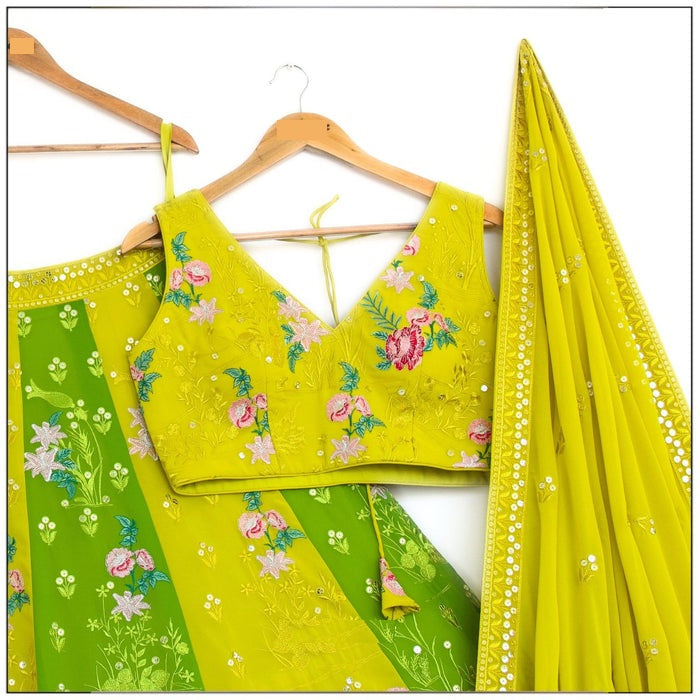 Multi color Thread Embroidery work Designer Lehenga Choli for Any Function