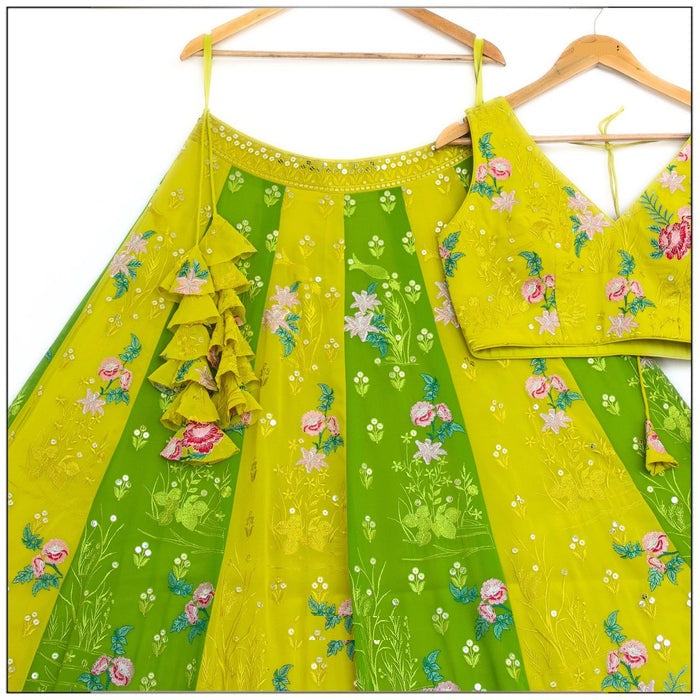 Multi color Thread Embroidery work Designer Lehenga Choli for Any Function