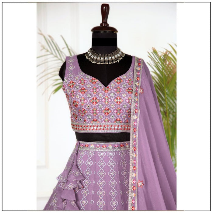 Light Purple color Sequence Embroidery work Designer Lehenga Choli for Wedding Function