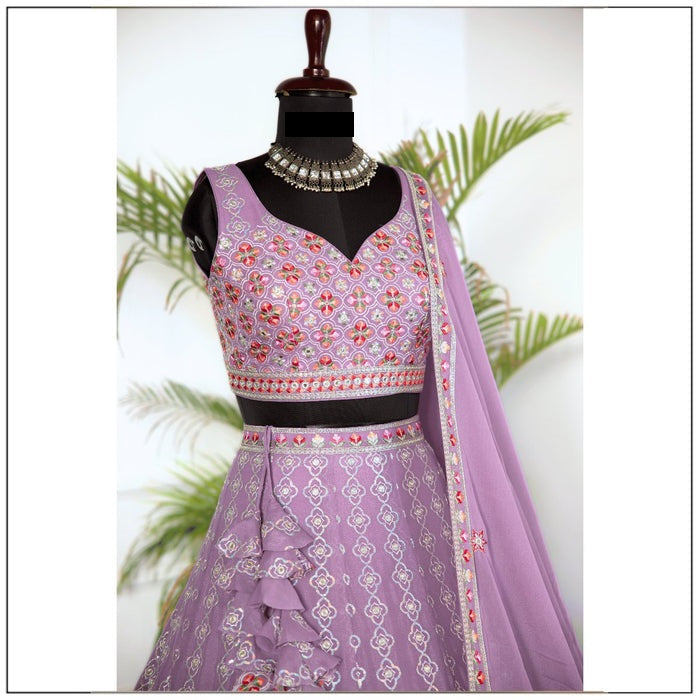 Light Purple color Sequence Embroidery work Designer Lehenga Choli for Wedding Function