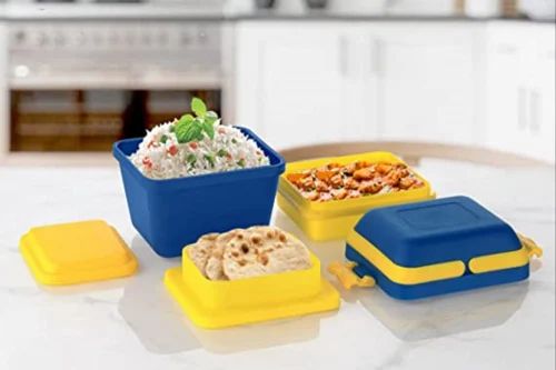 Combo Airtight Lunch Box Set Compartment Tiffin with Handle & Push Lock | Plastic Tiffin Box for Travelling, School Kids & Office Exclusive Pack of 2)