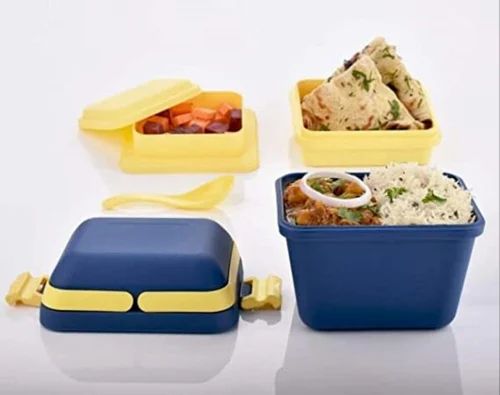 Combo Airtight Lunch Box Set Compartment Tiffin with Handle & Push Lock | Plastic Tiffin Box for Travelling, School Kids & Office Exclusive Pack of 2)