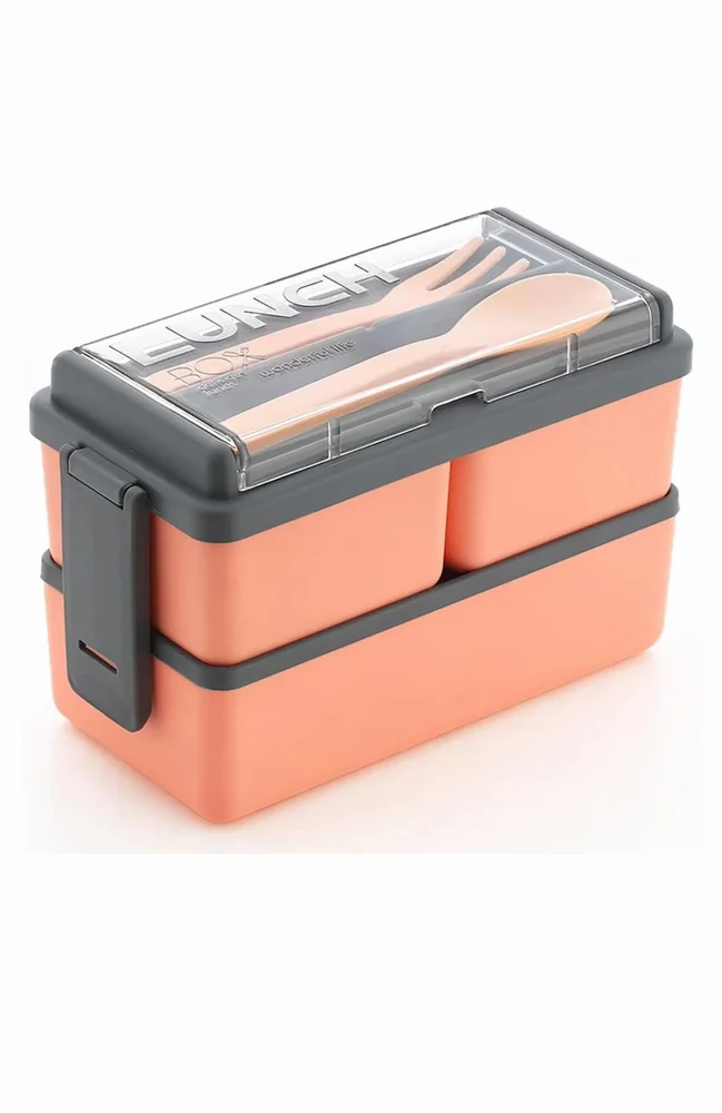 COMBO Leak Proof 3 Compartment Lunch Box for Office Men and Lunch Box for Kids, Microwave Safe Lunch Boxes, Reusable, Freezer Safe Food Containers with Spoon for Adults and Kids PP Food Grade Plastic (Pack Of 2) (Combo Offer)
