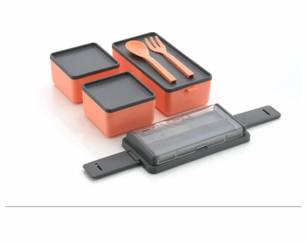 COMBO Leak Proof 3 Compartment Lunch Box for Office Men and Lunch Box for Kids, Microwave Safe Lunch Boxes, Reusable, Freezer Safe Food Containers with Spoon for Adults and Kids PP Food Grade Plastic (Pack Of 2) (Combo Offer)