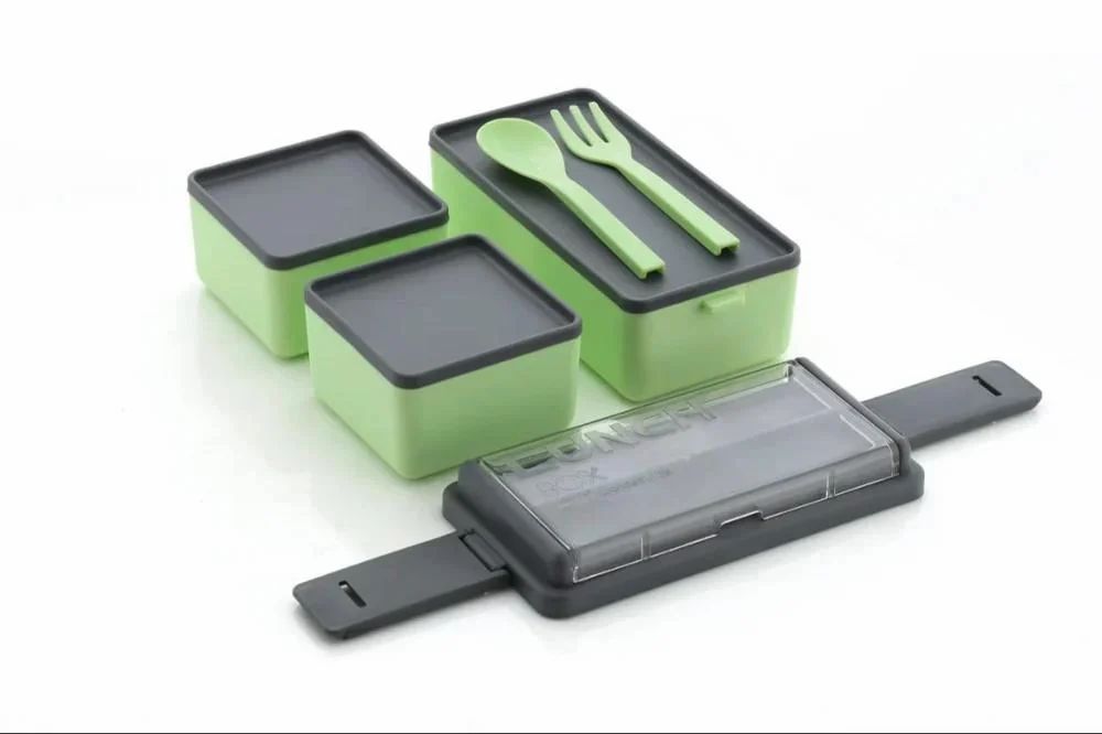 COMBO Leak Proof 3 Compartment Lunch Box for Office Men and Lunch Box for Kids, Microwave Safe Lunch Boxes, Reusable, Freezer Safe Food Containers with Spoon for Adults and Kids PP Food Grade Plastic (Pack Of 2) (Combo Offer)