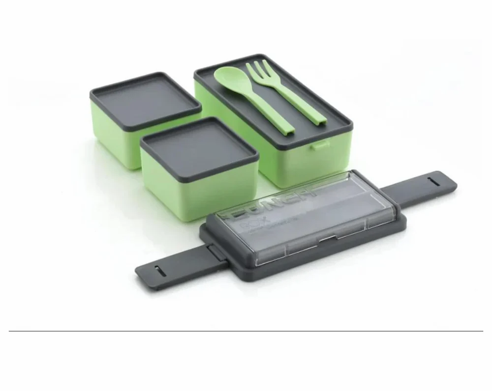 COMBO Leak Proof 3 Compartment Lunch Box for Office Men and Lunch Box for Kids, Microwave Safe Lunch Boxes, Reusable, Freezer Safe Food Containers with Spoon for Adults and Kids PP Food Grade Plastic (Pack Of 2) (Combo Offer)