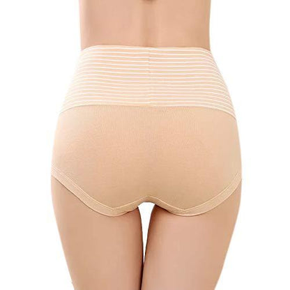 Women's New Cotton High Waist Stripes Panty | Multi-color | Pack of 6