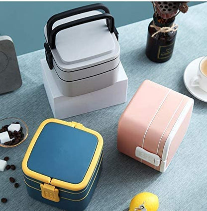 Airtight Lunch Box Set Compartment Tiffin with Handle & Push Lock | Plastic Tiffin Box for Travelling, School & Office Exclusive (BLUE)