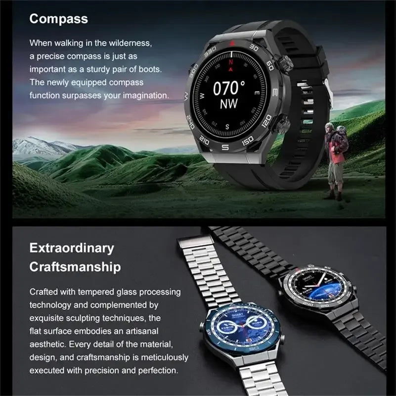 For Android IOS NFC Smart Watch Men GPS Tracker AMOLED 454*454 HD Screen Heart Rate ECG+PPG Bluetooth Call SmartWatch 2024 New