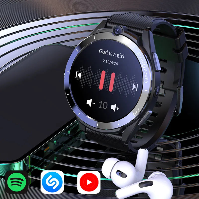 2023 New Arrivals Android 11 Round Screen Smart Watch 6GB RAM 128GB ROM WIFI GPS Fitness Tracker Smartwatch 4G Sim Support video calling