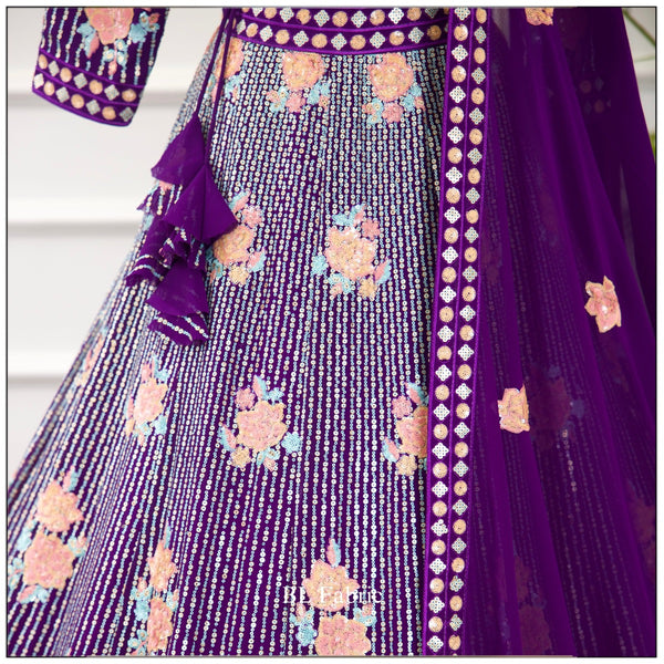 Rosy Purple color Sequence Embroidery work Designer Lehenga Choli for Wedding Function