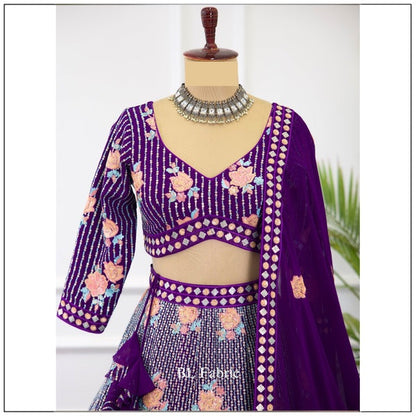 Rosy Purple color Sequence Embroidery work Designer Lehenga Choli for Wedding Function