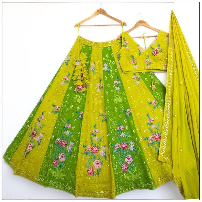 Multi color Thread Embroidery work Designer Lehenga Choli for Any Function
