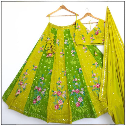 Multi color Thread Embroidery work Designer Lehenga Choli for Any Function