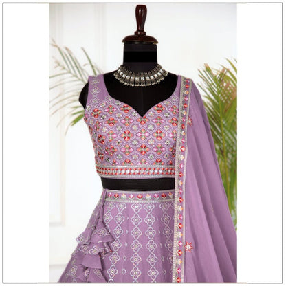 Light Purple color Sequence Embroidery work Designer Lehenga Choli for Wedding Function