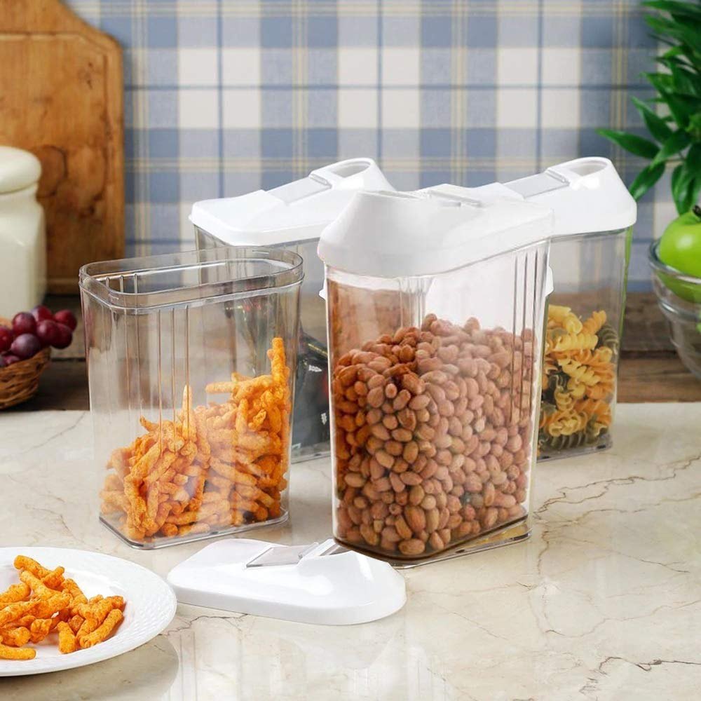 Pack of 6 Dispenser Easy Flow Storage Jar 750 ml 6 Pcs Set, Idle for Kitchen Storage Box Lid Food Rice Pasta Container