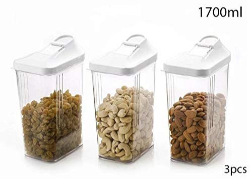 Pack of 6 Dispenser Easy Flow Storage Jar 750 ml 6 Pcs Set, Idle for Kitchen Storage Box Lid Food Rice Pasta Container