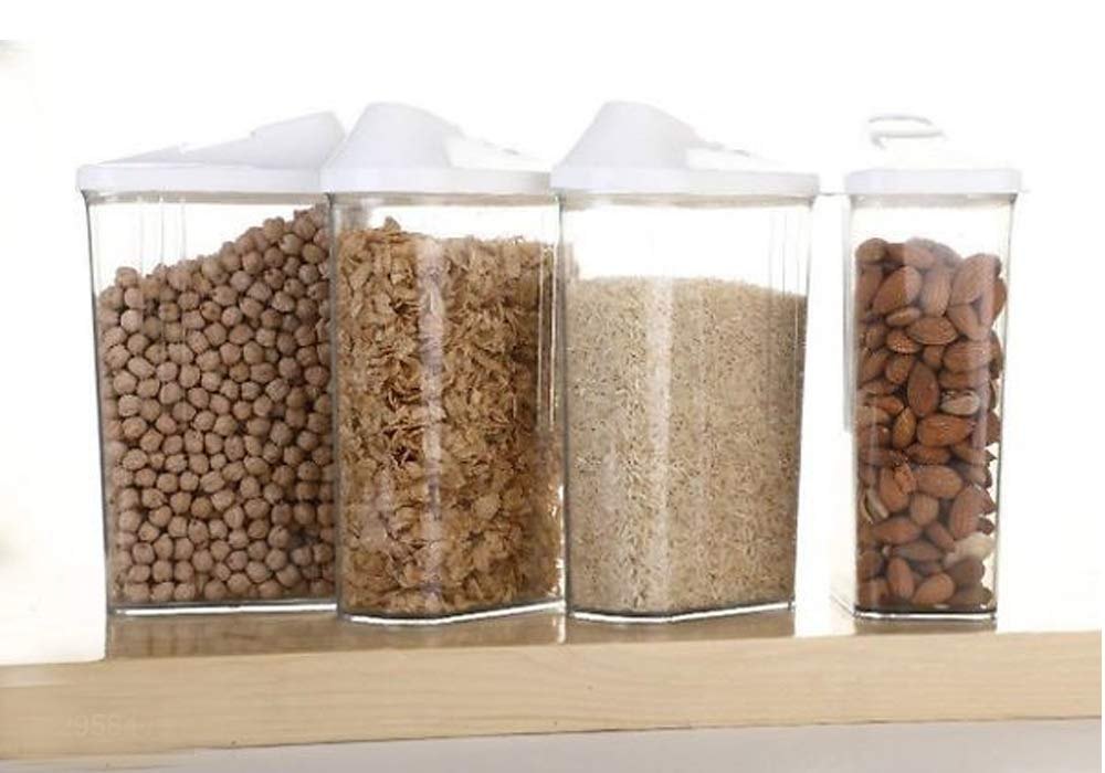 Pack of 6 Dispenser Easy Flow Storage Jar 750 ml 6 Pcs Set, Idle for Kitchen Storage Box Lid Food Rice Pasta Container