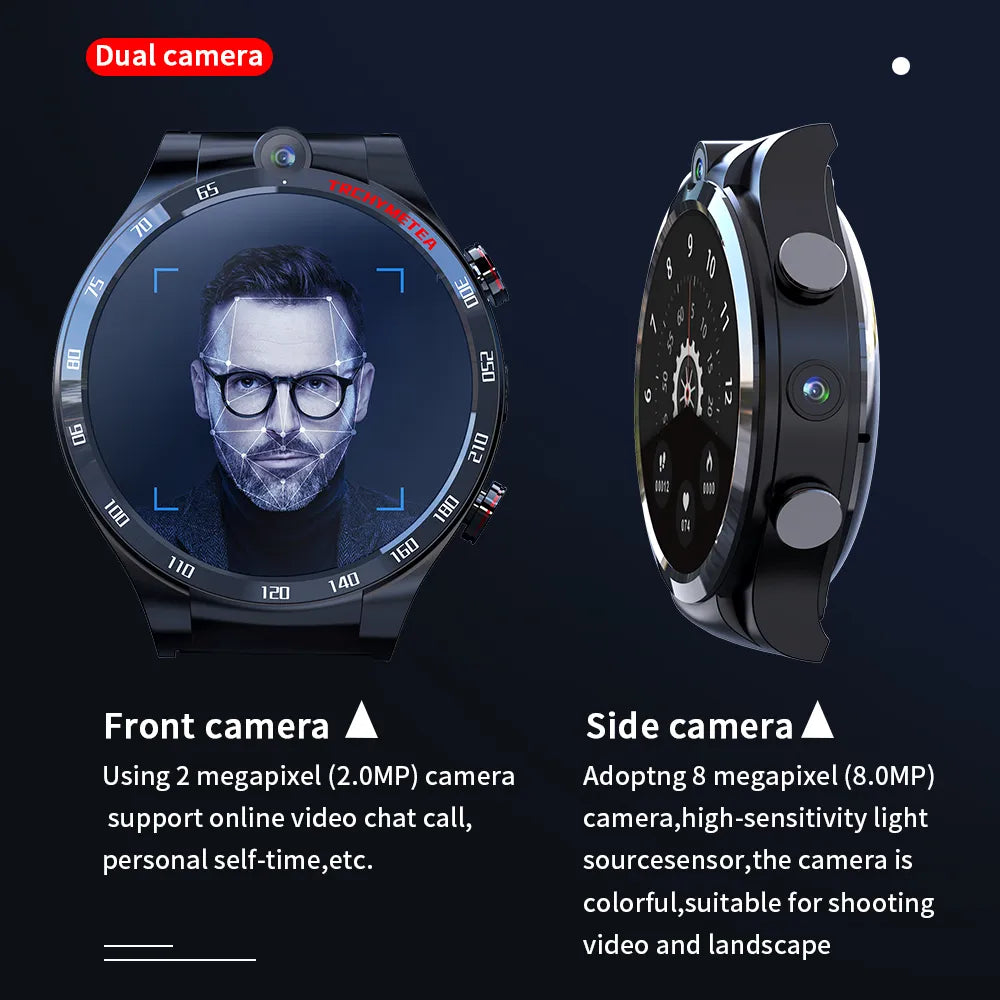 2022 android 4g sim listen music smart watch Smart Watches Men Wifi 128GB Dual Camera Waterproof mp3 mp4 Smartwatch connect bluetooth headset