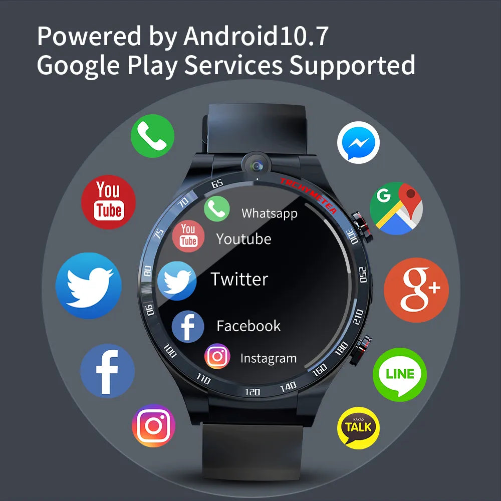new update Android 10.7 Smart Watches 4G wifi gps Smart Watch Men 128GB ROM Dual Camera Korean language Smartwatch with face id recognition